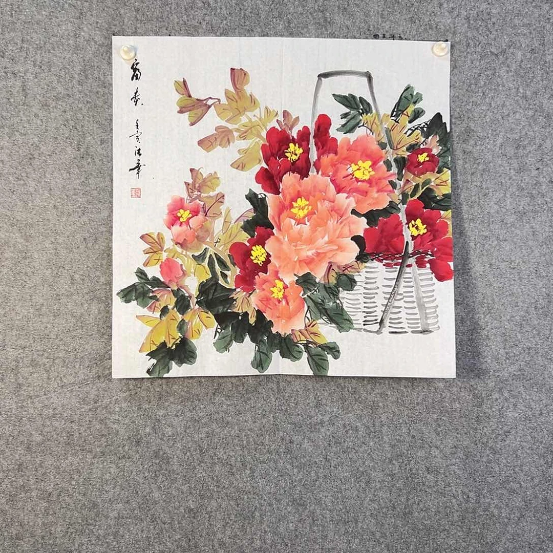 国画090 牡丹花鸟等画风与山水的