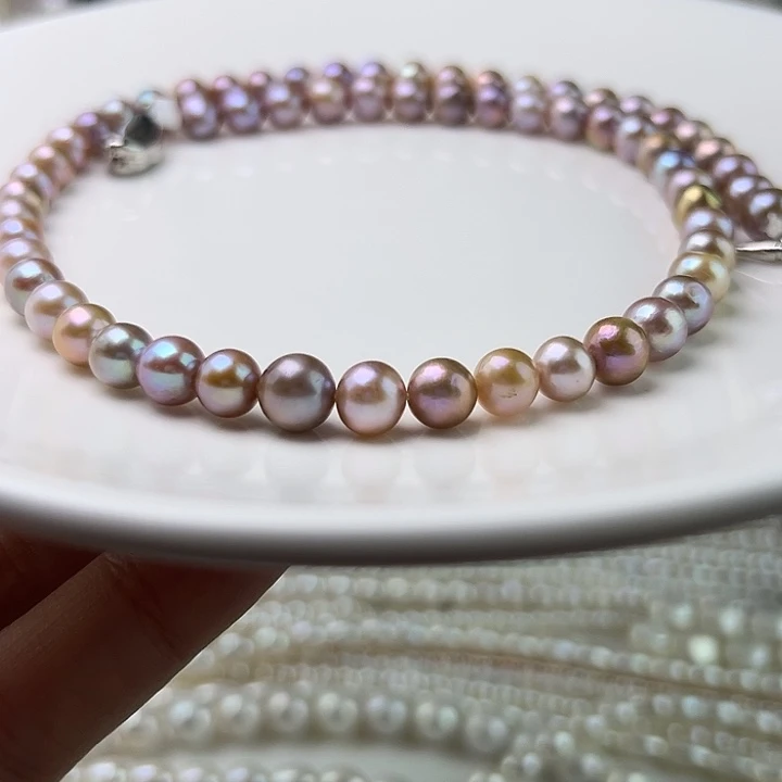 淡水珍珠未镶嵌颈饰6-8mm怪色珠