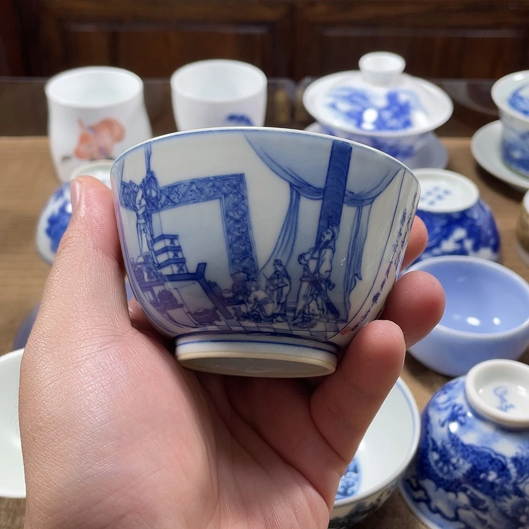 慎赋柴窑人物诗文杯