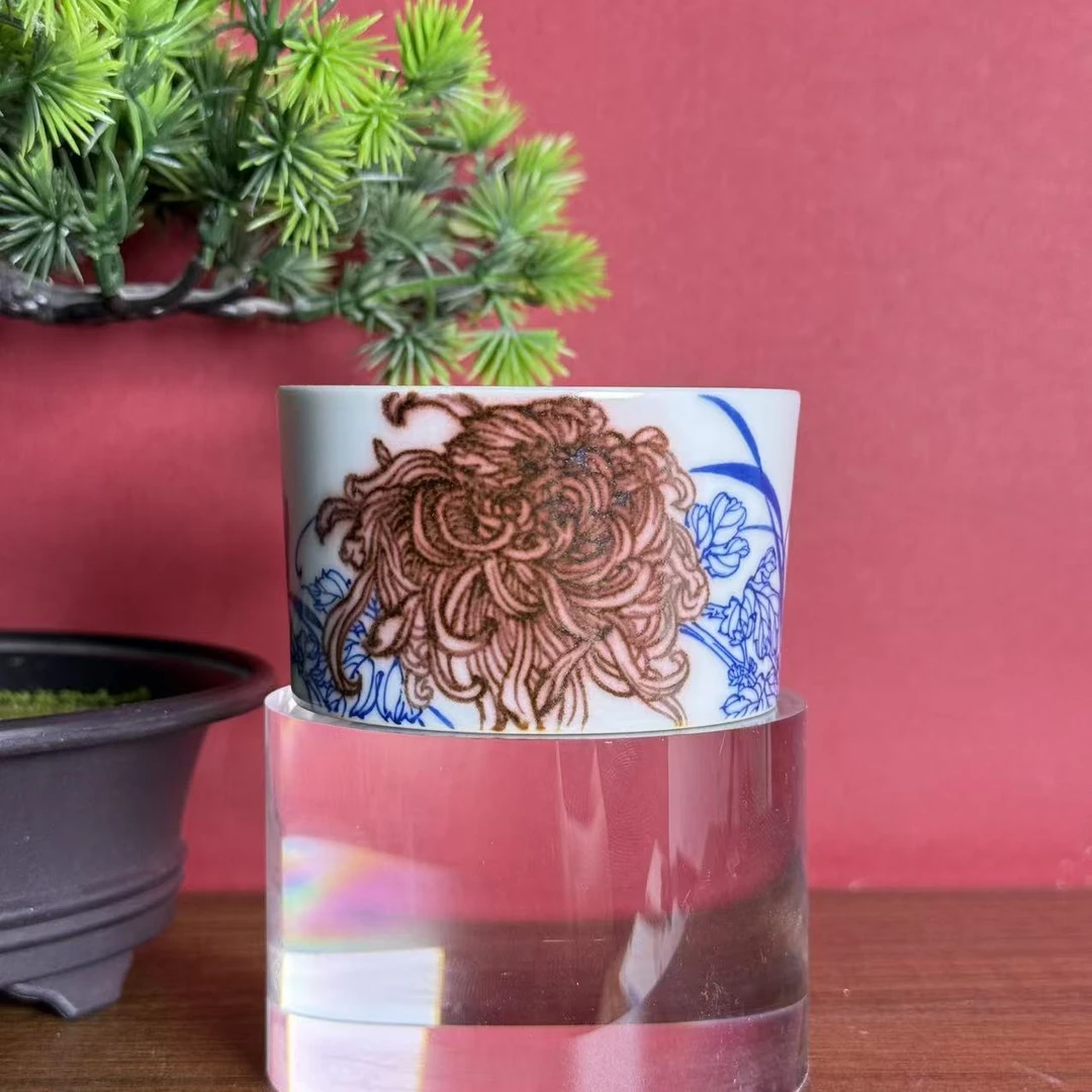 元煦窑 釉里红菊花杯 yxy76