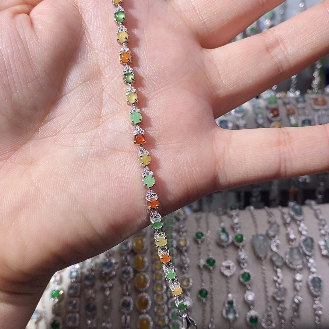 翡翠银S925镶嵌手链