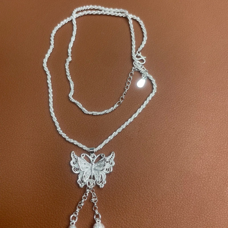 YZ051蝴蝶项链 银色精品项链 无礼盒