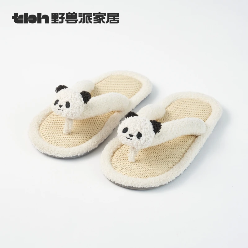 tbh野兽派家居明星同款熊猫嘭嘭人字拖女夏季可外穿拖鞋室内凉拖