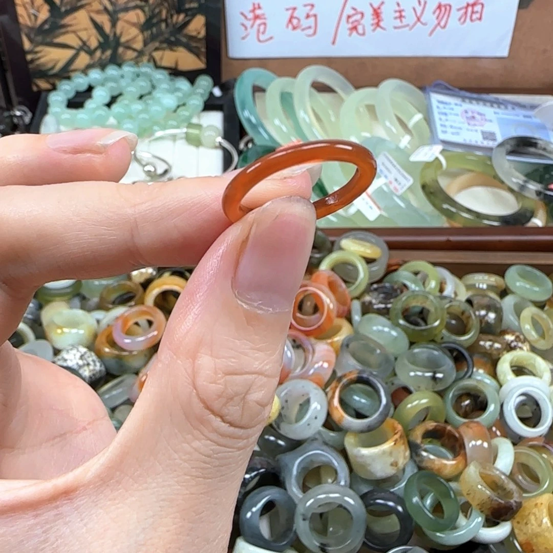 蛇纹石玉未镶嵌戒指16-17码