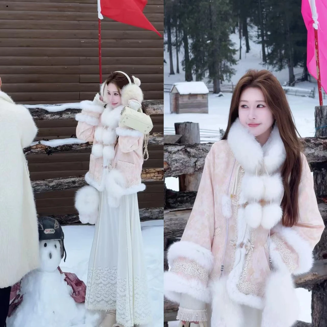 【婷婷】《云间芭蕾》奶呼呼花边定制兔毛羽绒拉绒裙套装TT2SDTY2663