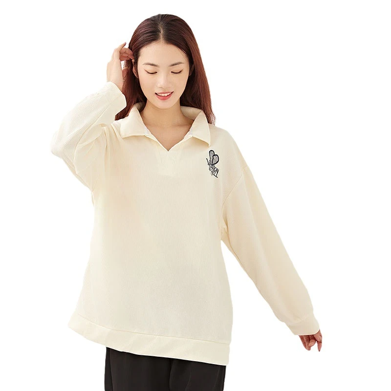 斤新款卫衣长袖亚马逊POLO领女装女300遮肉超大码上衣春秋特大码