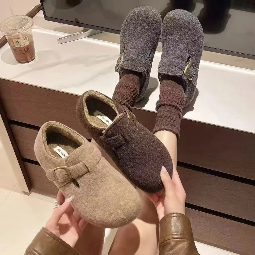 BM棉鞋潮流风棉靴/毛靴休闲风复古港风单鞋纯色冬季