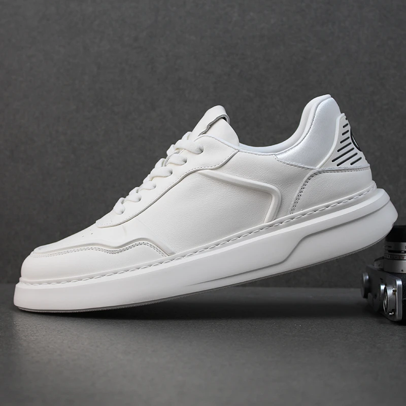 男鞋头层皮板鞋2025夏季新品男士时尚百搭真皮透气潮流小白鞋6168