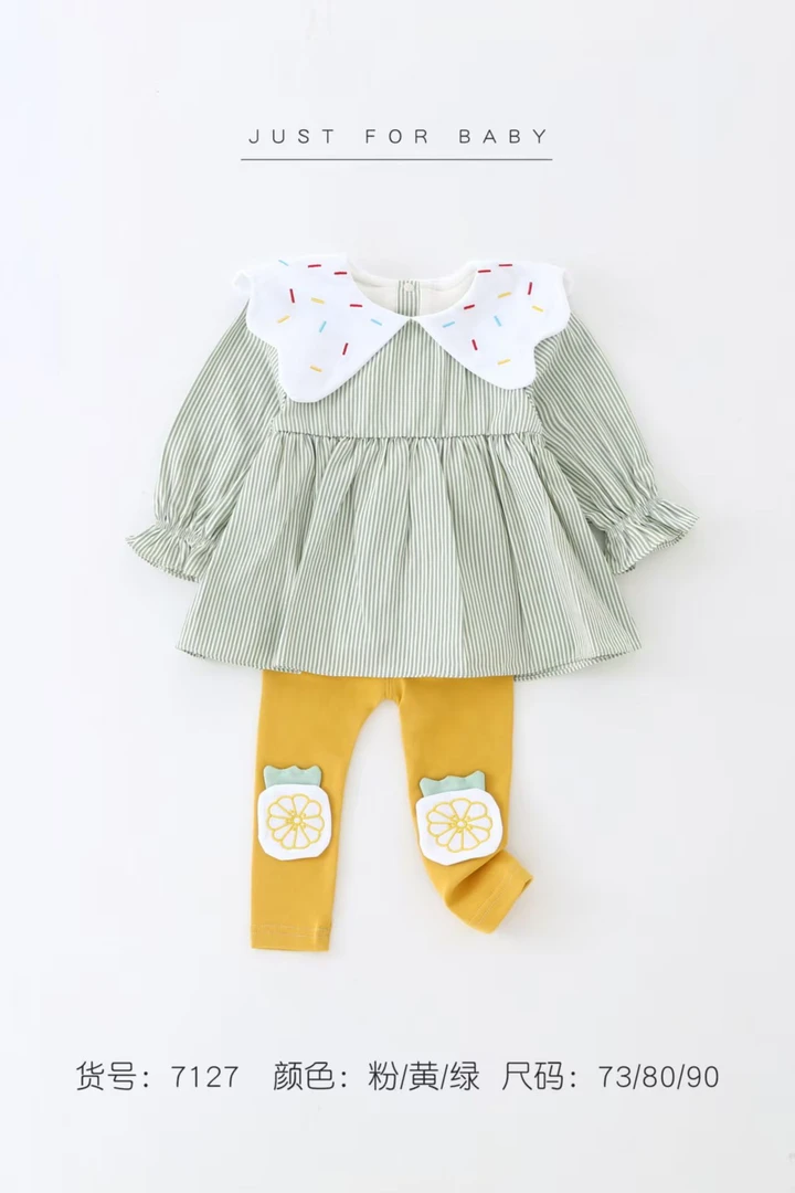 暗扣休闲女卡通风套装长袖女孩婴幼儿春秋女童洋气公主公主婴儿