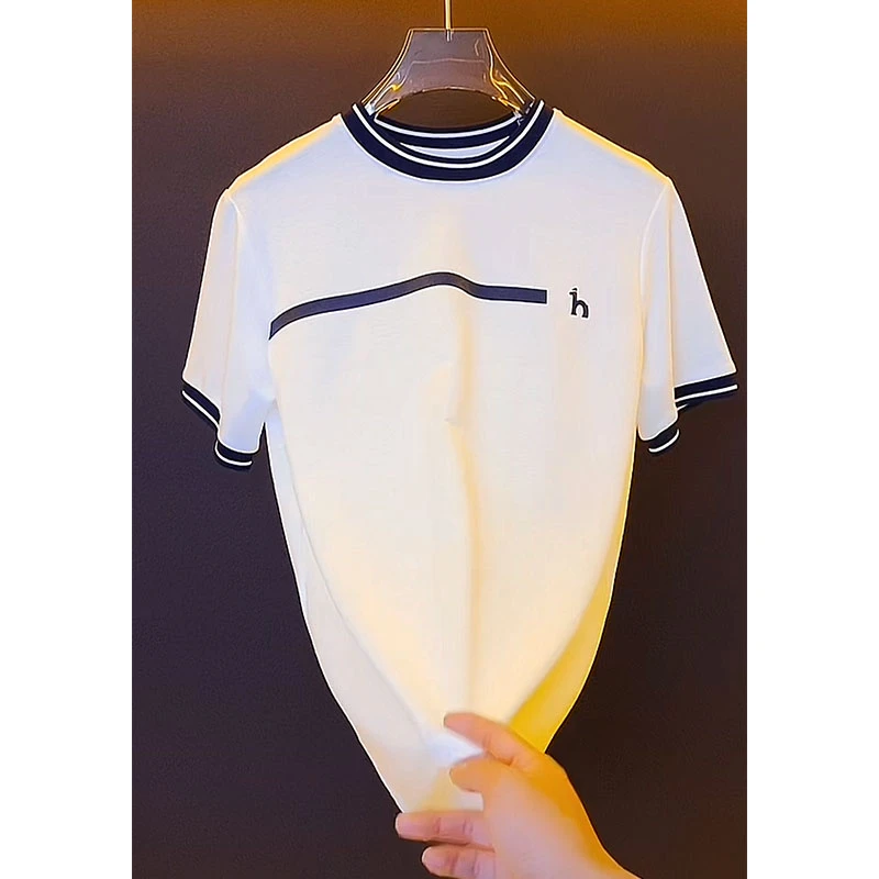 欧货轻奢高定商务休闲男装体恤2025夏季新款字母刺绣撞色Polo衫潮