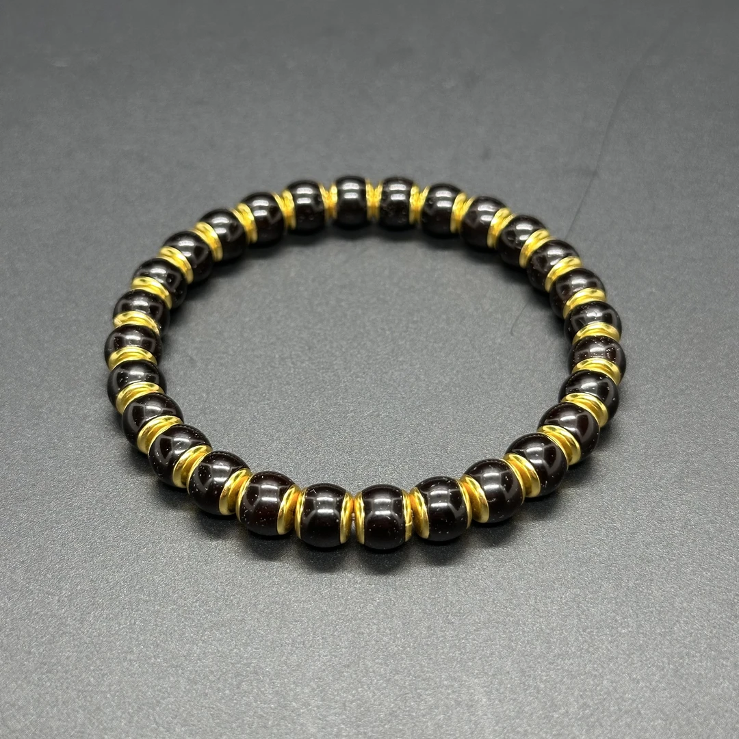 【D6270】椰蒂手串老型“金盾款”8mm左右设计款黑金搭配