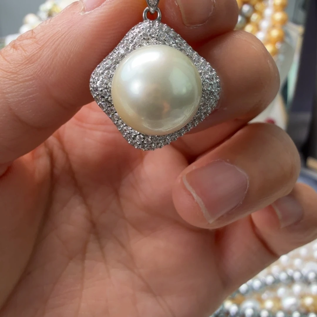 银S925镶嵌海水珍珠颈饰