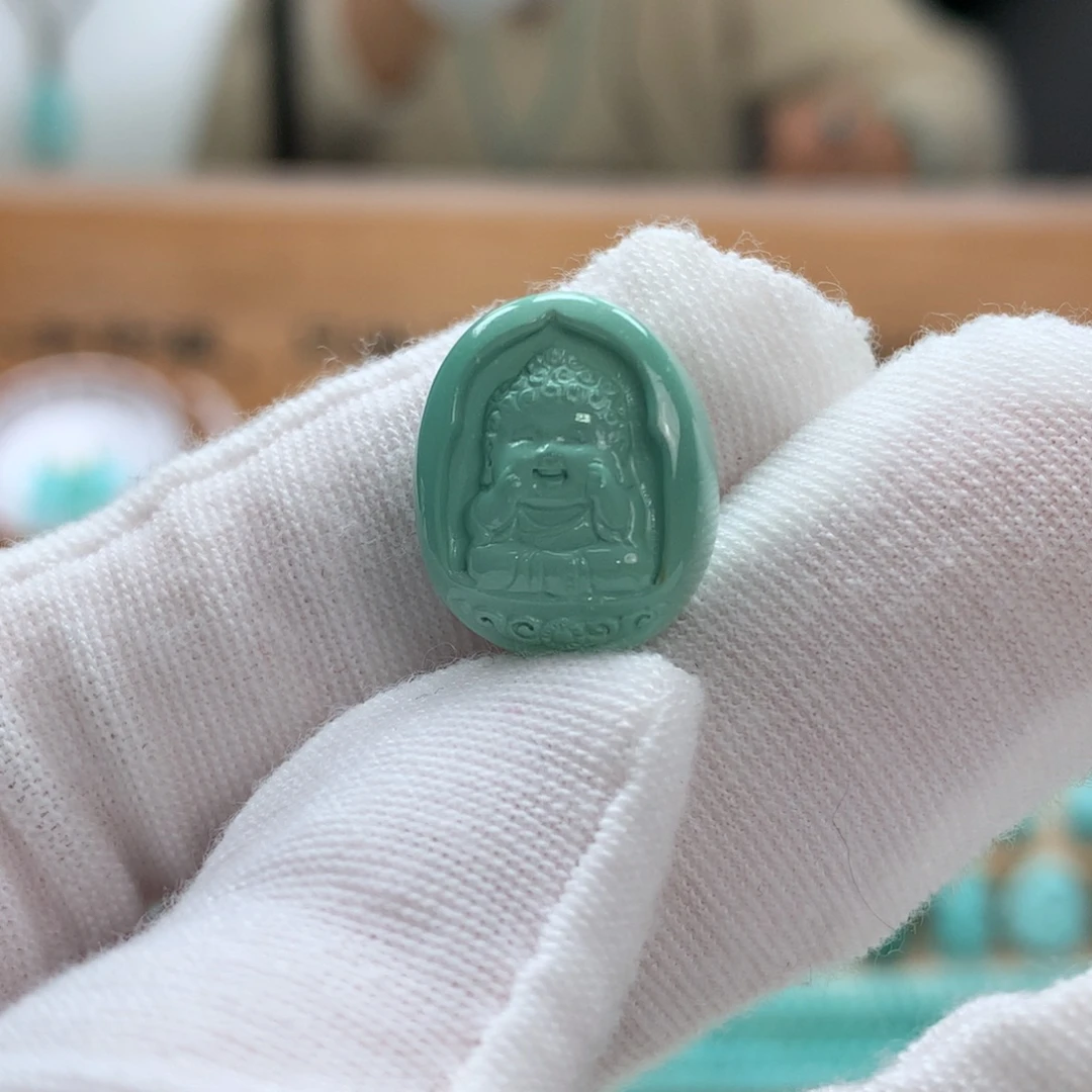 绿松石未镶嵌原矿绿松石宝宝佛小牌子