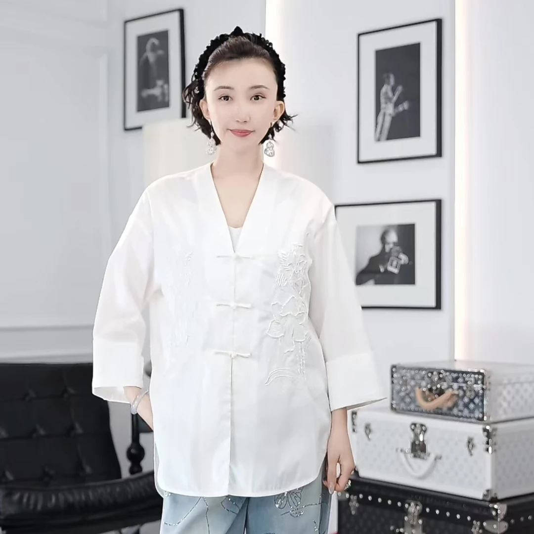 Betty Bairn【禅意】高端定制刺绣钉珠衬衫上衣24B-BW6017