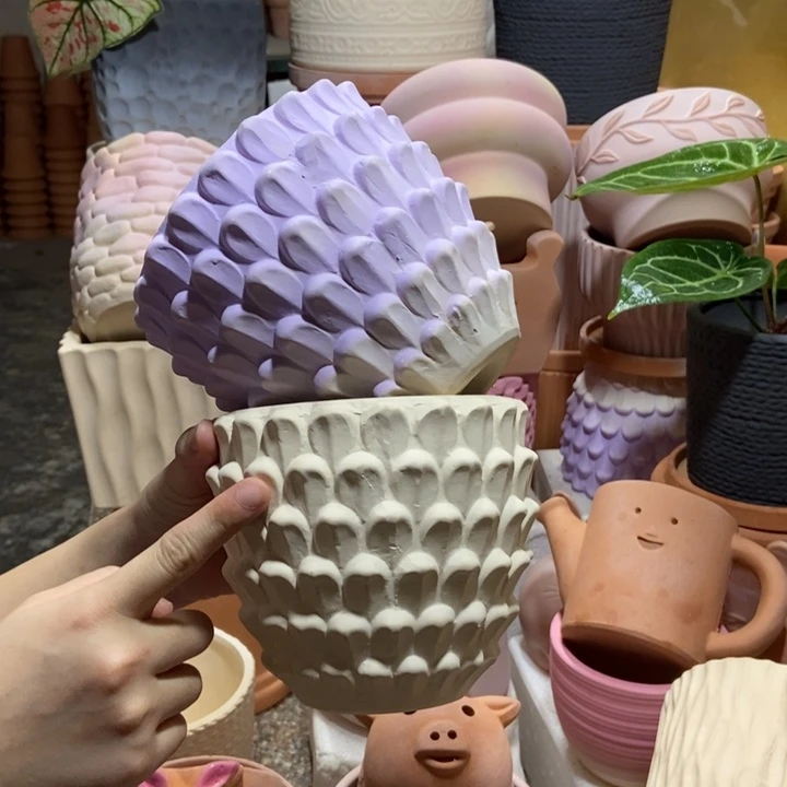 14×13重花瓣 白+紫 粗陶2个