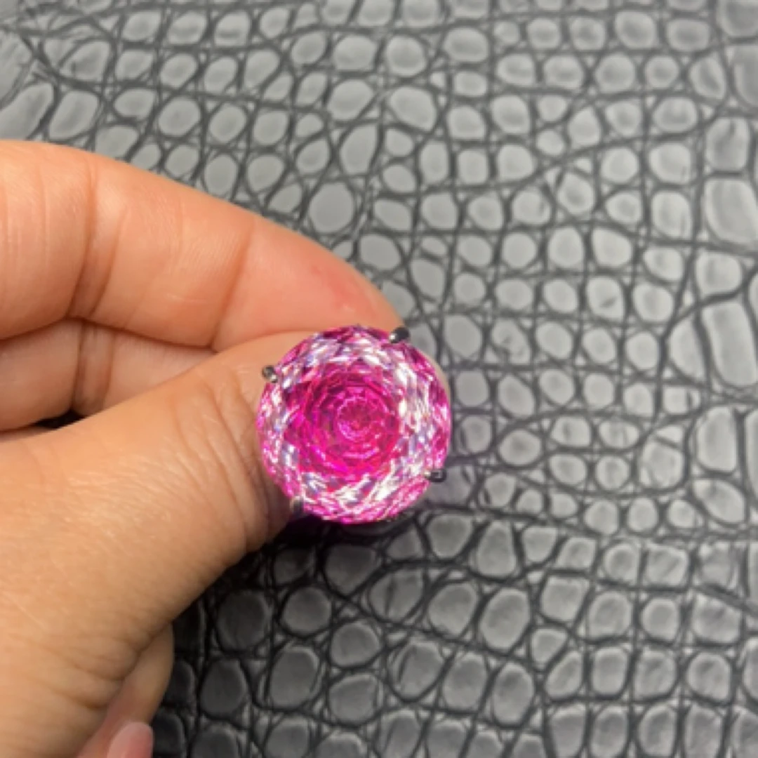 铜合金合成锆石戒指 玫瑰切戒指彩色精致紫色时尚饰品指环活口361