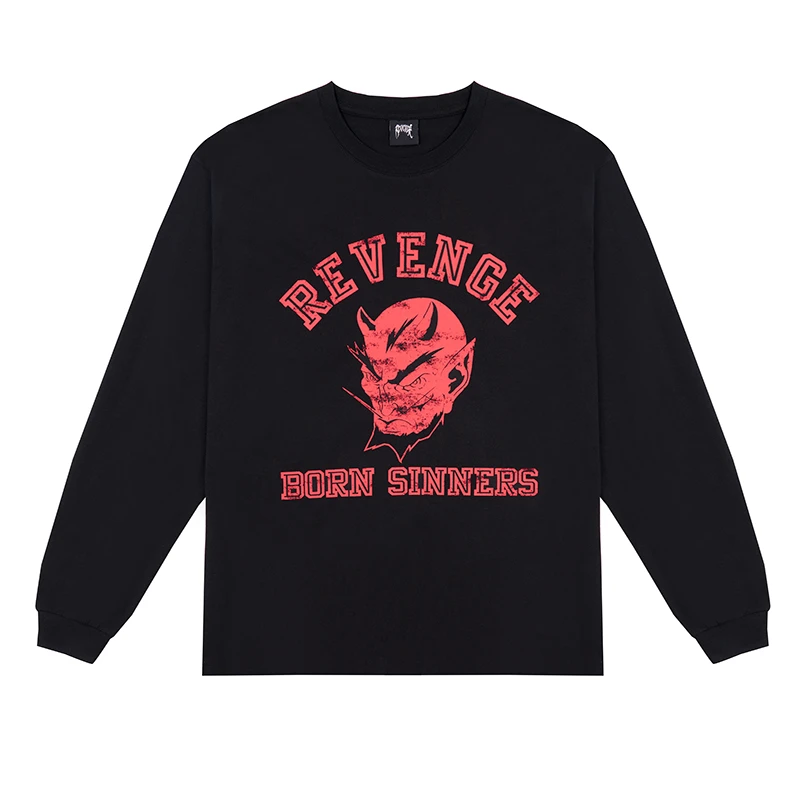 REVENGE BORN SINNERS LONG SLEEVE BALCK 印花美式套头长袖黑色