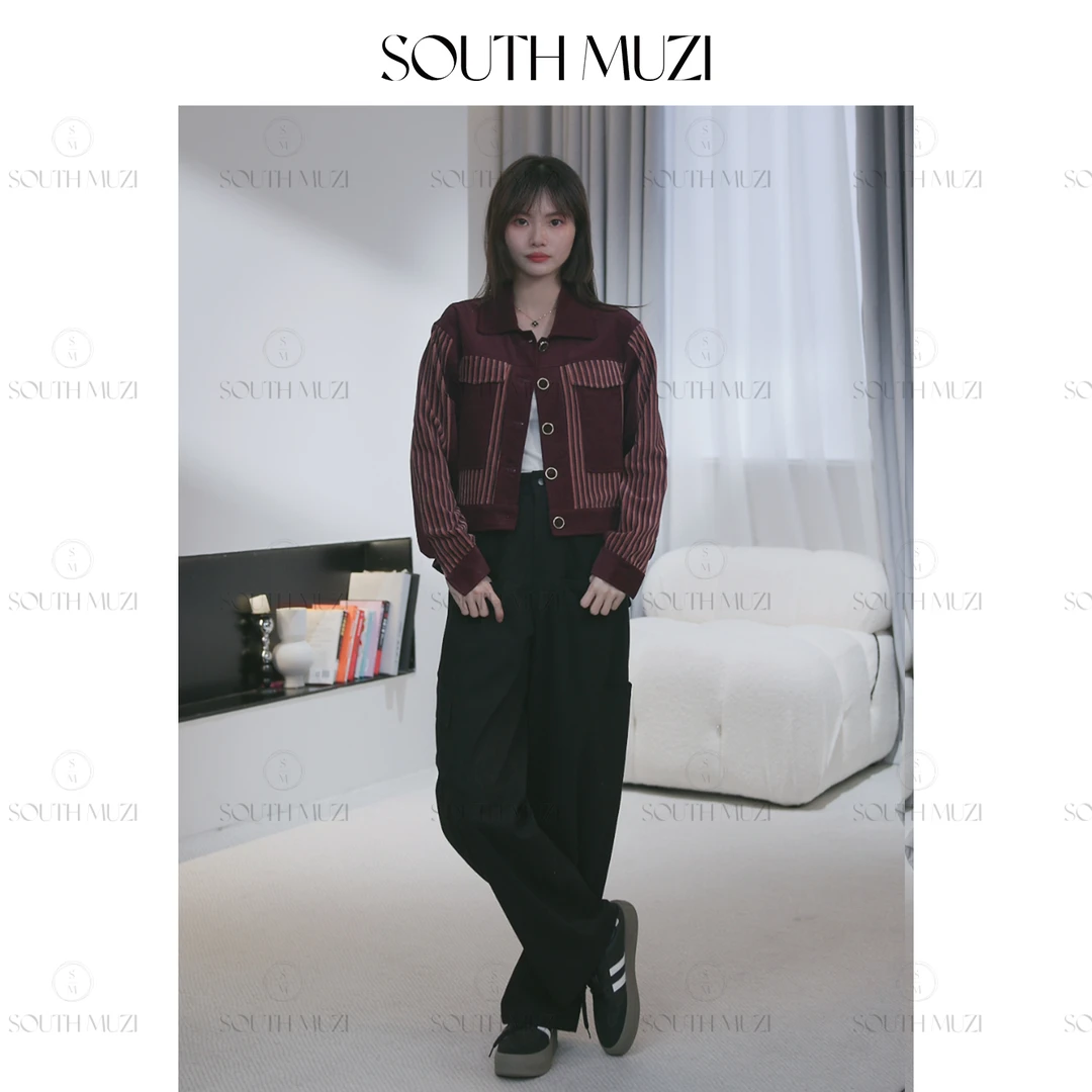 【细雨微绒】解锁街头潮流翻领拼接宽松短外套，家居外穿皆可CXM06