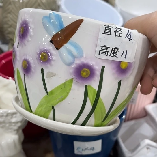 多肉绿植陶瓷花盆9.9包邮，有孔