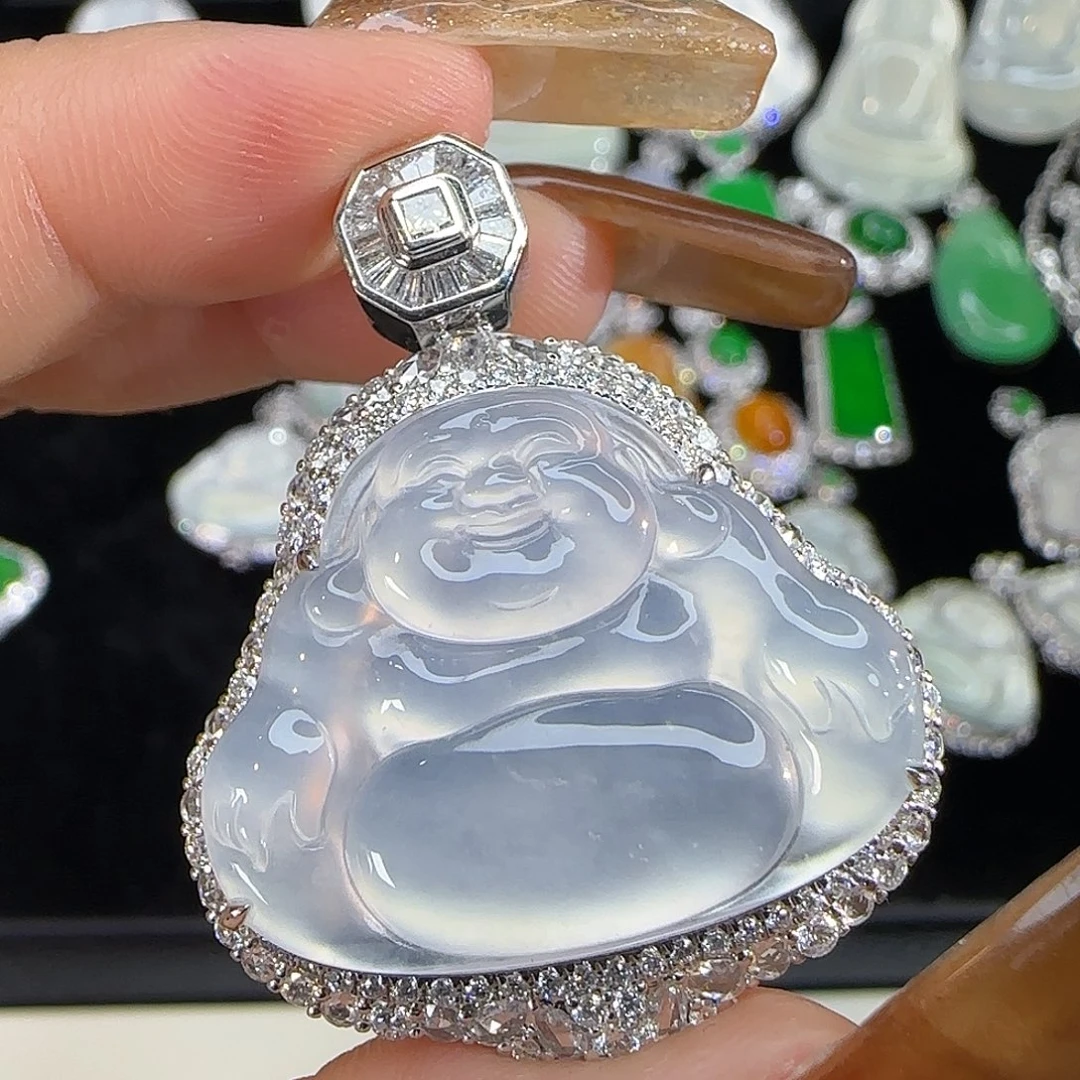 翡翠18K金镶嵌颈饰天然翡翠