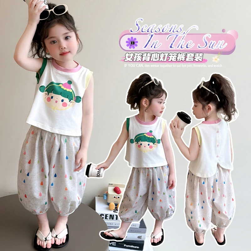 2025新款爆款时尚薄款卡通风卡通动漫洋气女套装休闲外穿小童女宝