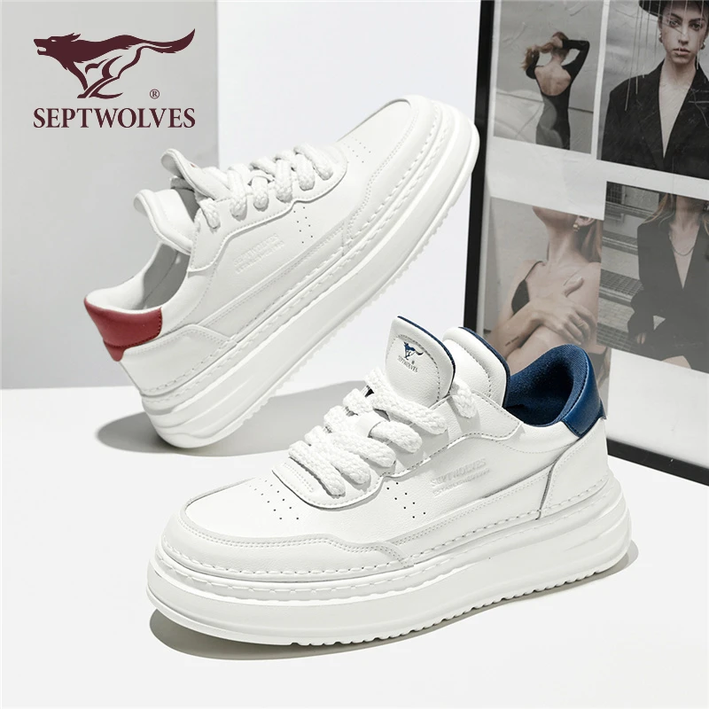 七匹狼男鞋厚底小白鞋春季男士时尚休闲鞋白色潮流板鞋百搭低帮鞋