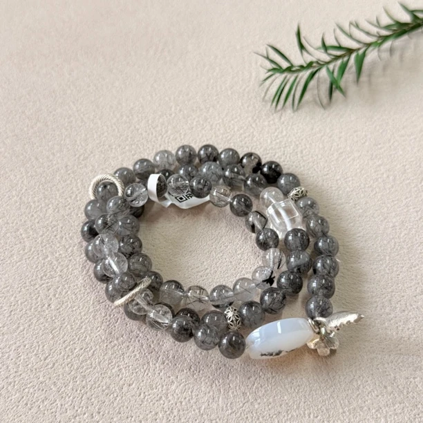 【六六中古】孤品精美黑酷水晶手串f889119手串**