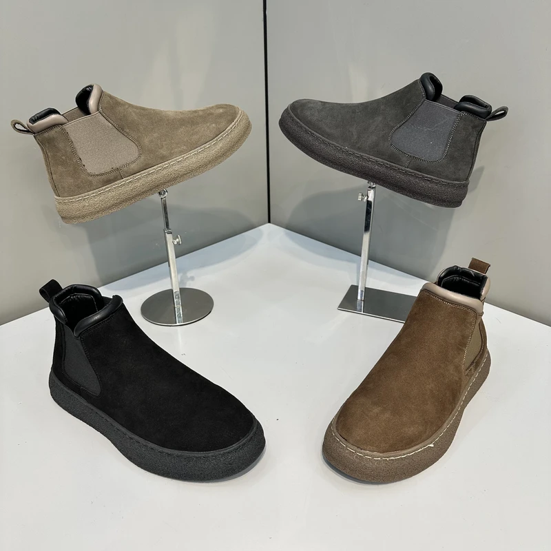 潮牌新款男士休闲反绒皮轻奢软底时尚青春舒适个性高端潮流潮鞋