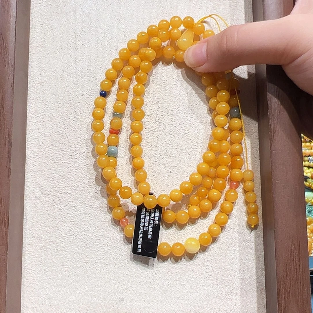 琥珀未镶嵌手链6.1mm蜜蜡手串