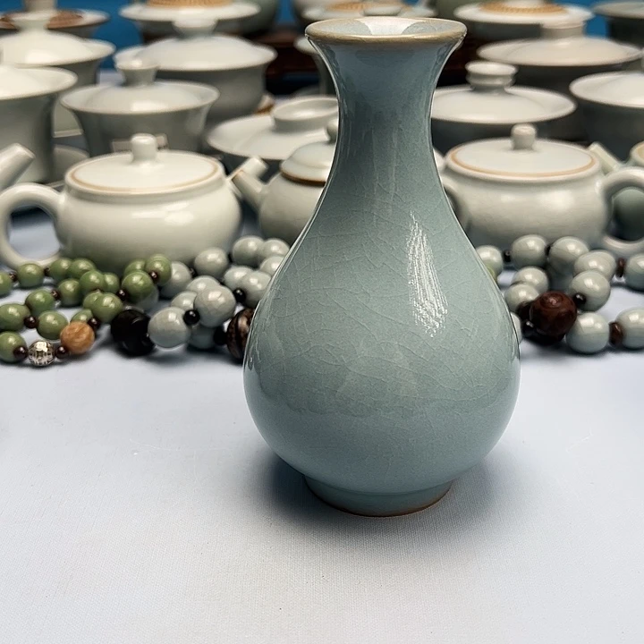 杯天青微蓝釉玉壶春瓶原矿原釉原产地