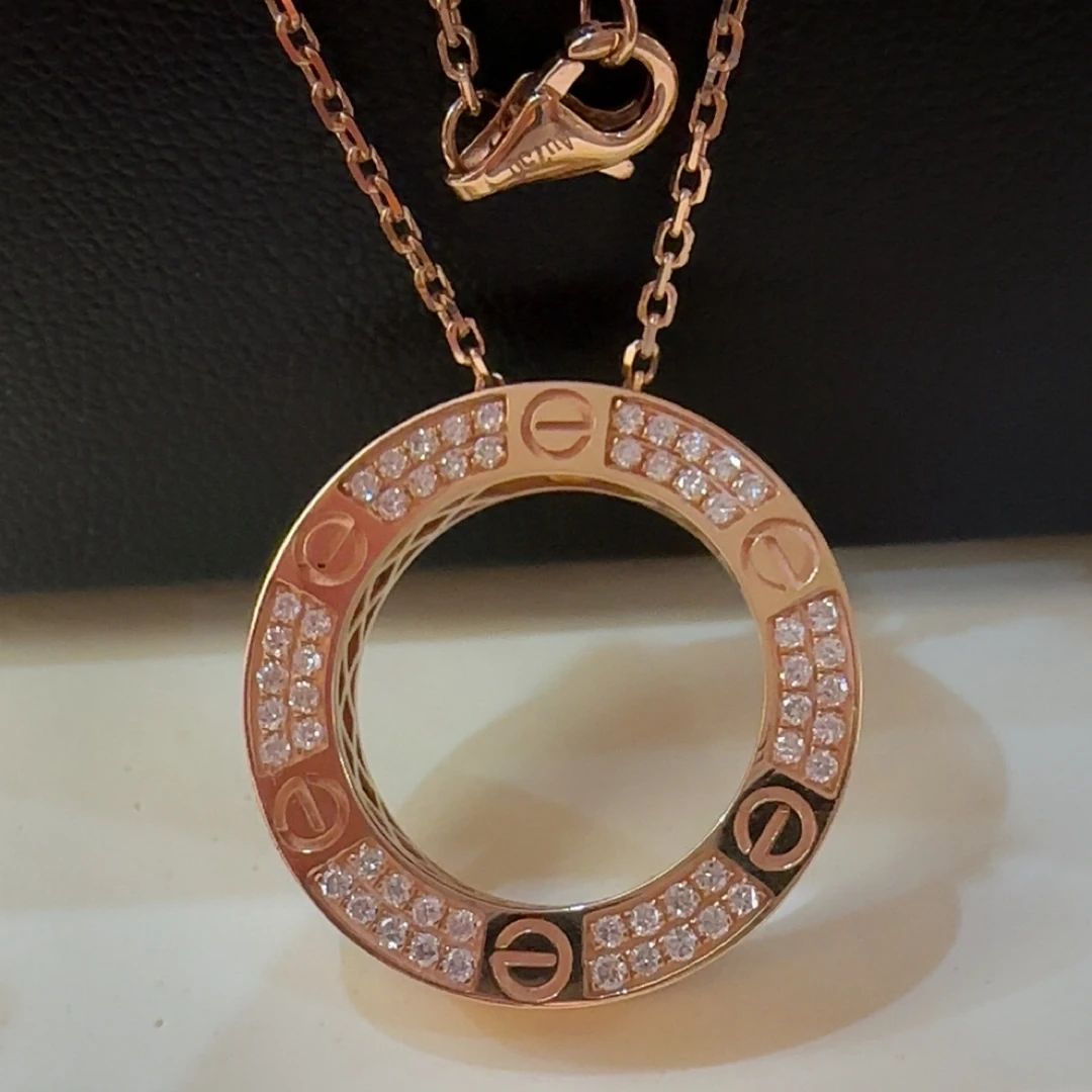 正品18K金钻石饼饼套链