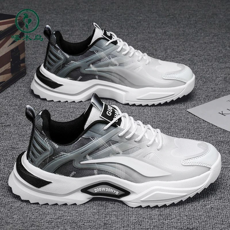 【正品啄木鸟】春季男鞋新款学生运动休闲青少年网面潮流百搭男潮鞋
