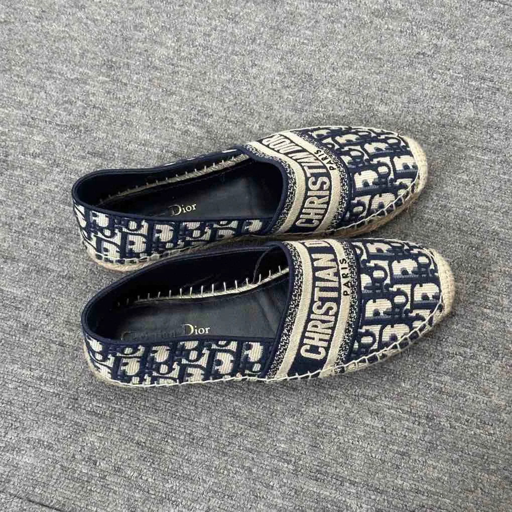99新 DIOR/迪奥 38.5码 老花满logo渔夫鞋