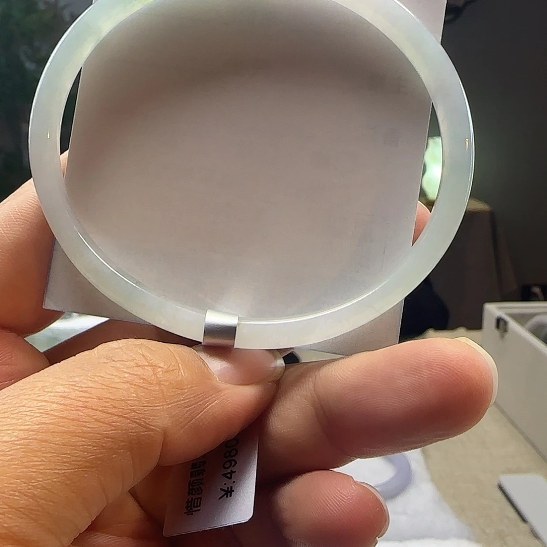 翡翠未镶嵌手镯64圈飘蓝花贵妃手镯