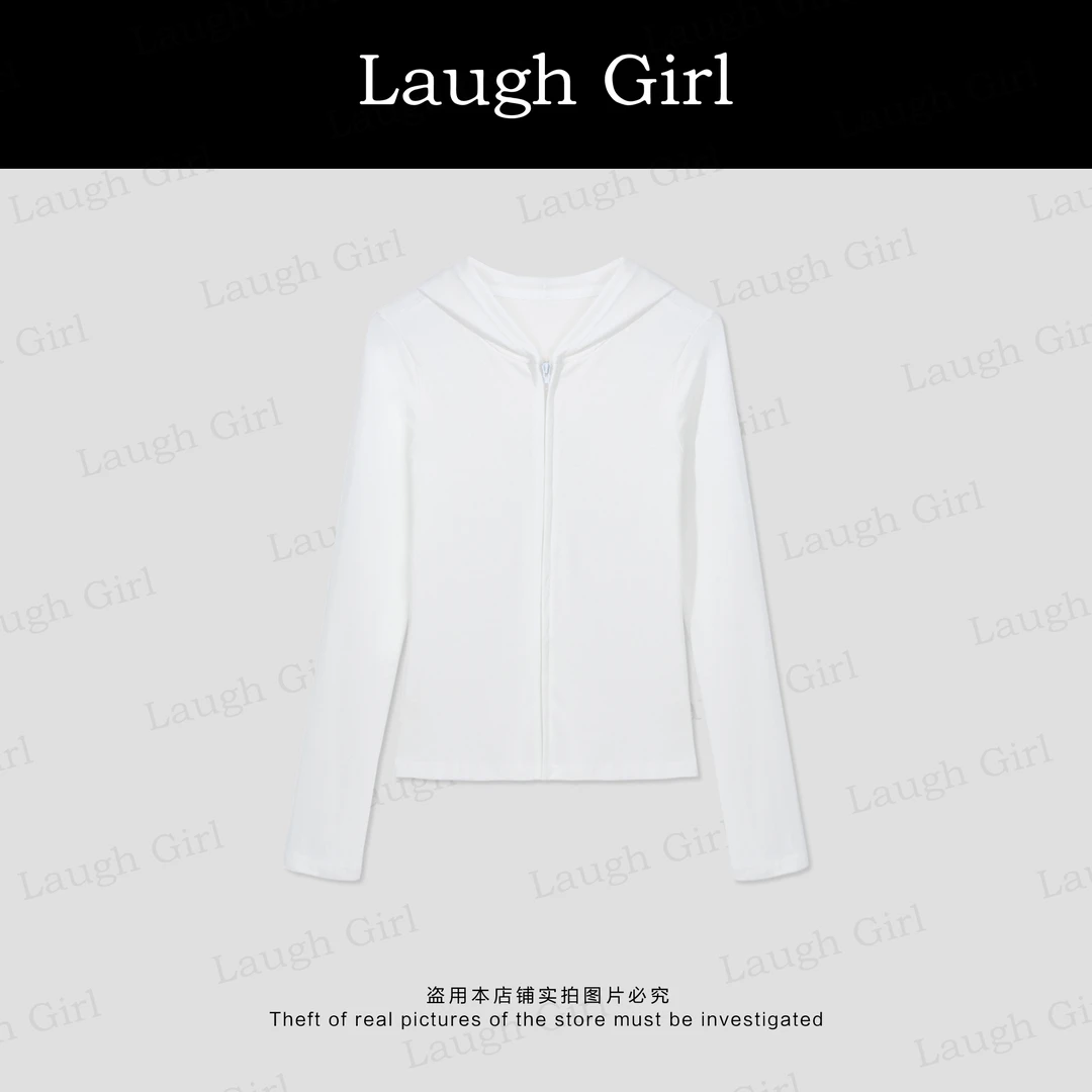 楚楚君Laugh girl【牧歌连帽】纯欲慵懒风女装连帽修身长袖WL53599J