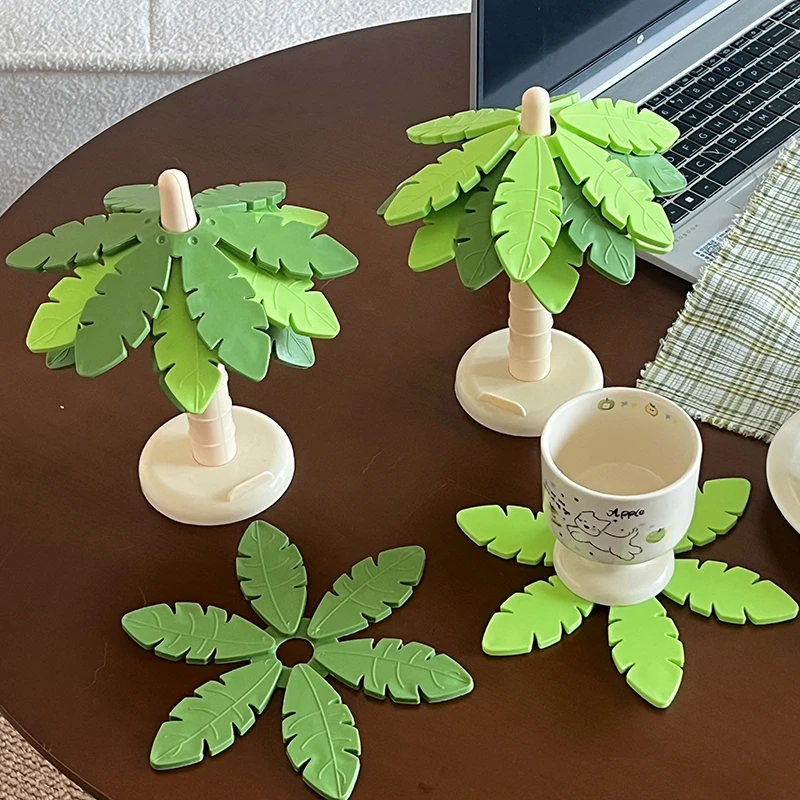 椰子树隔热垫耐高温餐桌防烫垫桌垫硅胶台面盘子锅垫杯垫装饰摆件