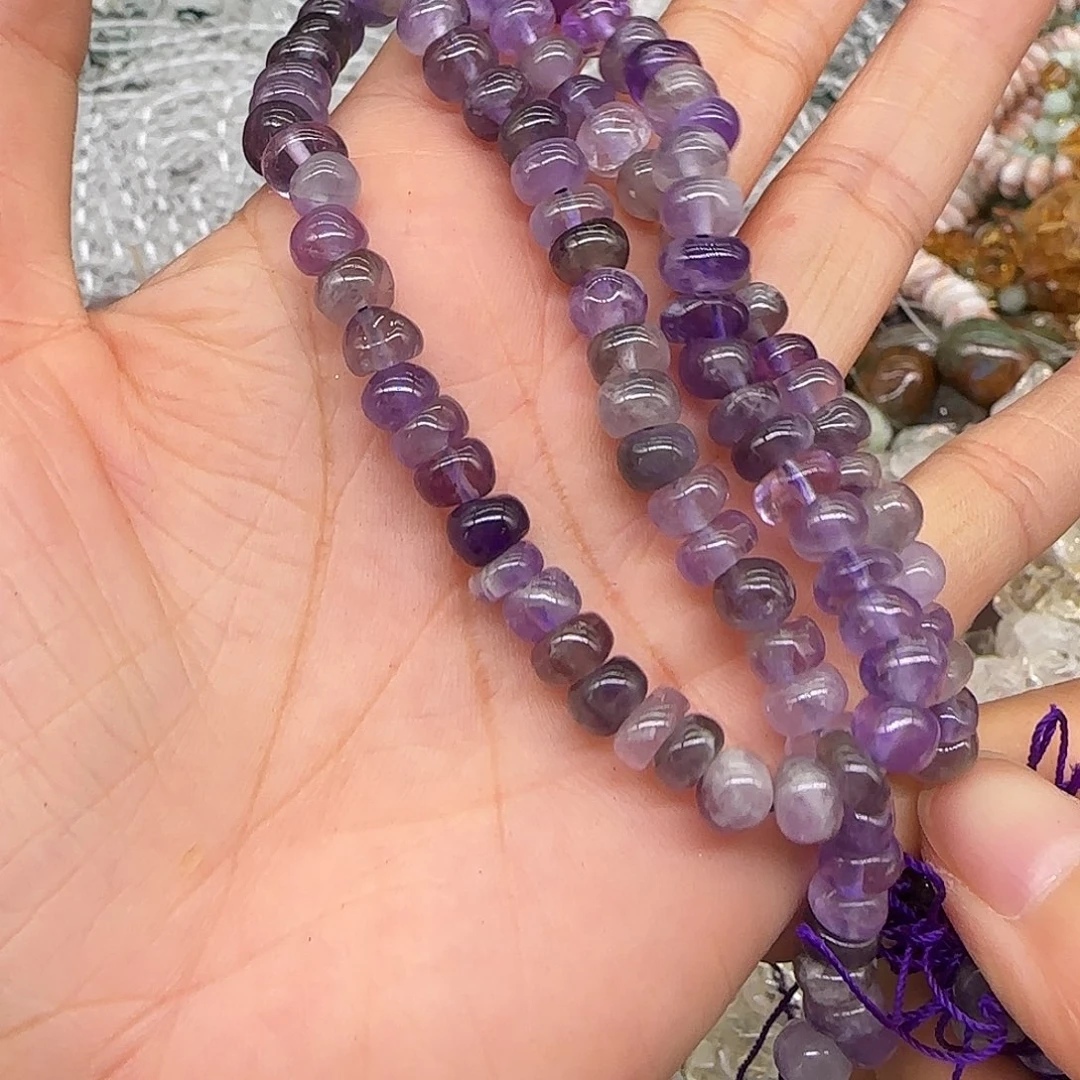 玛瑙/玉髓合金珠宝半成品紫水晶6-8mm一条