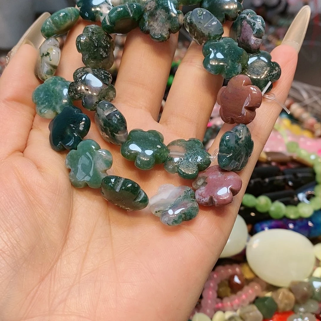 散珠玛瑙/玉髓水草玛瑙一条雕刻花