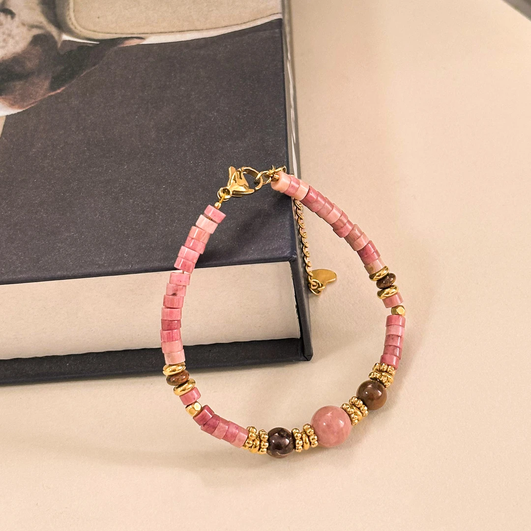 【樱落】原创设计天然红纹石轻奢设计感手链