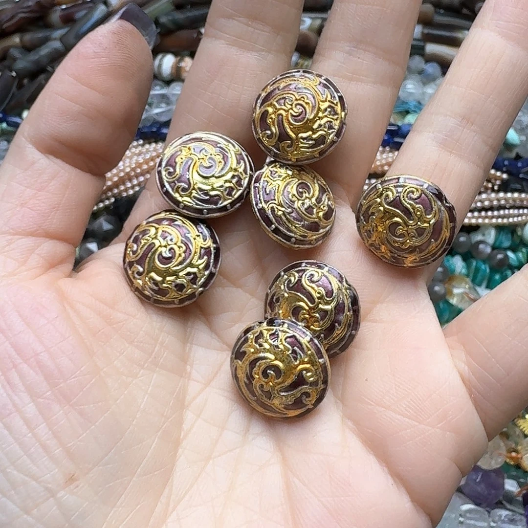 玛瑙/玉髓未镶嵌珠宝半成品3颗景泰蓝
