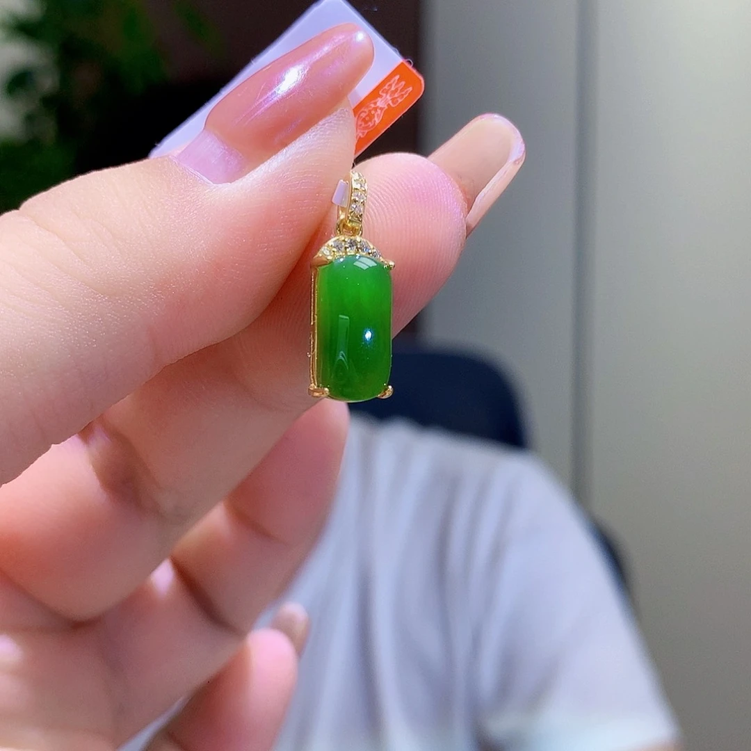 和田玉（碧玉）银S925镀金镶嵌颈饰