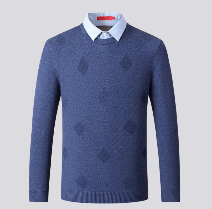 【敏敏】精品男装！7A881加绒加厚商务休闲假两件针织衫~BM317A881