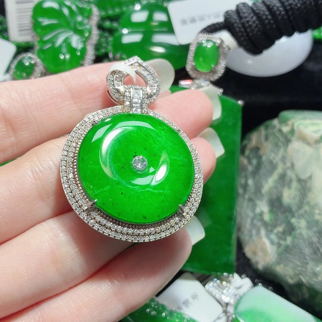 翡翠银S925镶嵌颈饰11