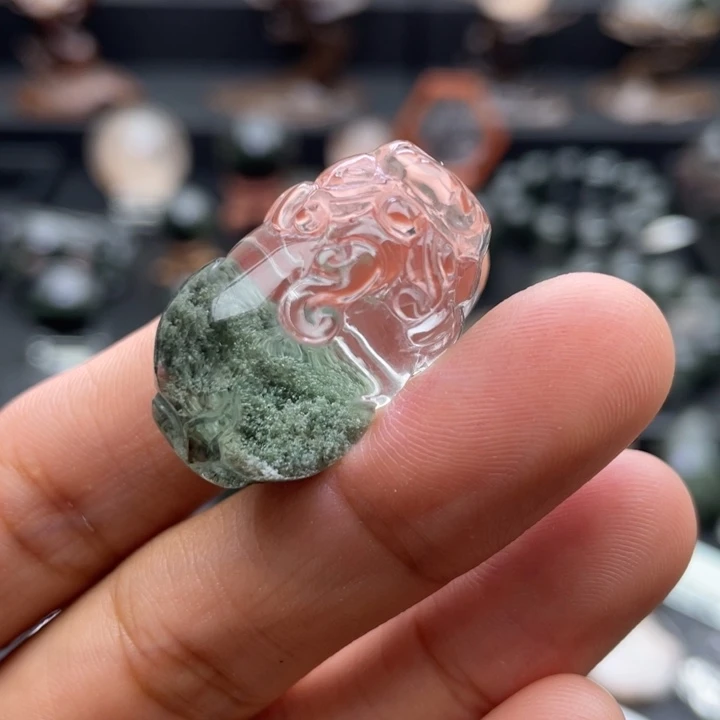 颈饰未镶嵌水晶绿幽灵聚宝盆貔貅定制