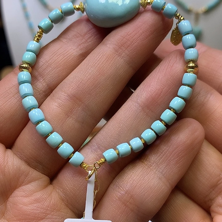绿松石18K金镶嵌手链