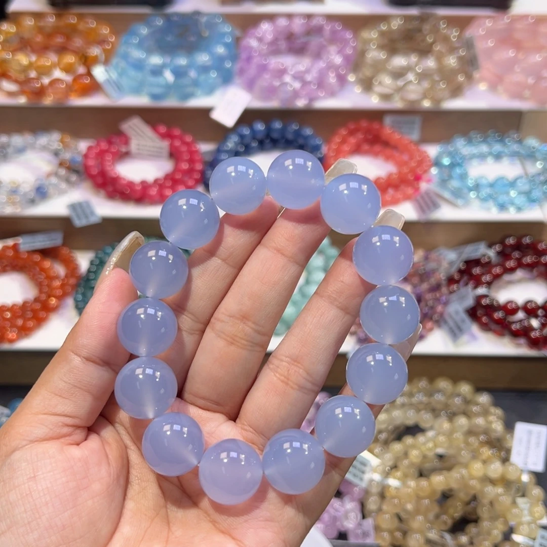 E****玉髓未镶嵌手饰天花板冰种蓝玉髓16.3mm