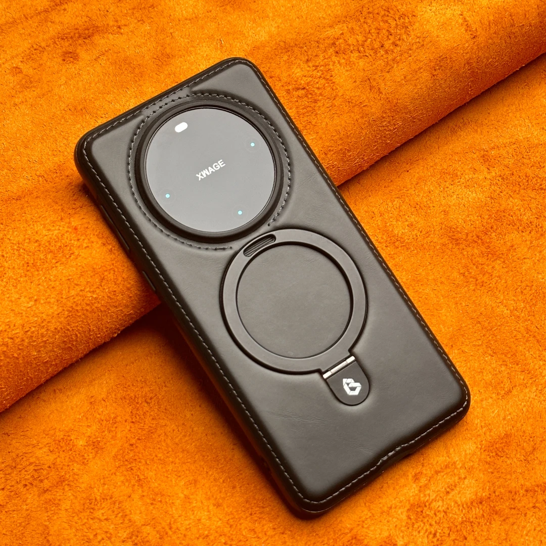 适用华为Mate60Pro磁吸支架皮质手机壳高档商务男Mate60全包防摔