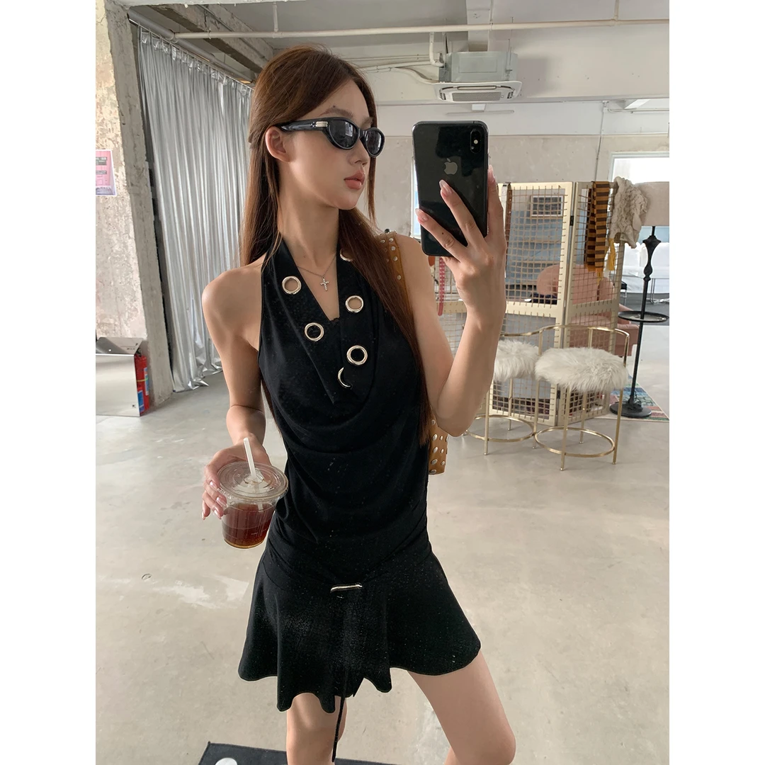 【幸运日】夏季ins小众高级性感挂脖收腰显瘦连衣裙252H2462