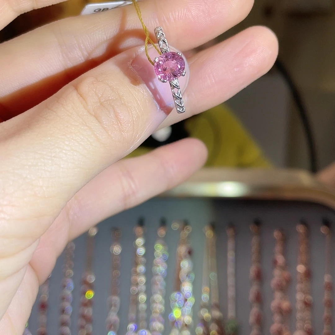 银S925镶嵌碧玺戒指