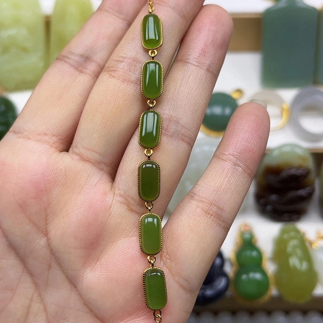 和田玉银S925镶嵌手链